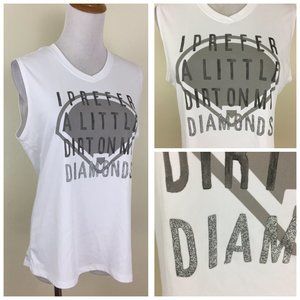 ADIDAS ClimaLite  White Gray Silver Glitter DIRT DIAMONDS Etc Print Tank Top